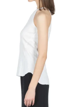 Sale Mame Kurogouchi Random Ribbed Cotton Sleeve Top - White