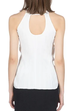 Sale Mame Kurogouchi Random Ribbed Cotton Sleeve Top - White