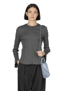 Hot Mame Kurogouchi Random Ribbed Organic Cotton Long Sleeve Top - Grey