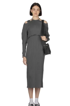 Hot Mame Kurogouchi Random Ribbed Organic Cotton 2way Dress - Grey