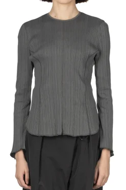Hot Mame Kurogouchi Random Ribbed Organic Cotton Long Sleeve Top - Grey