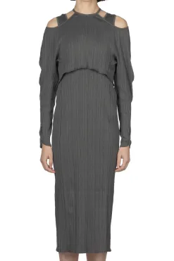 Hot Mame Kurogouchi Random Ribbed Organic Cotton 2way Dress - Grey