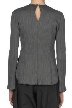 Hot Mame Kurogouchi Random Ribbed Organic Cotton Long Sleeve Top - Grey
