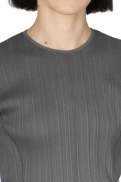 Hot Mame Kurogouchi Random Ribbed Organic Cotton Long Sleeve Top - Grey