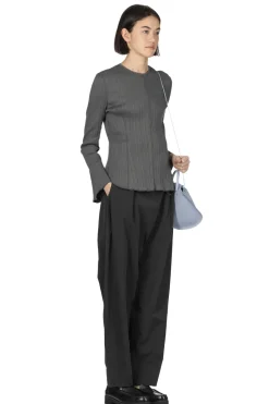 Hot Mame Kurogouchi Random Ribbed Organic Cotton Long Sleeve Top - Grey