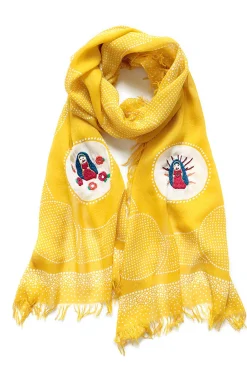 Clearance Kapital Rayon Dot Fringe Stole (MARIA Embroidery)