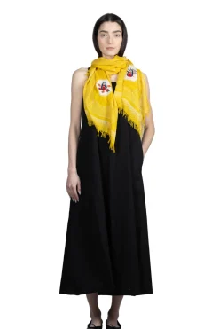 Best Kapital Rayon Dot Fringe Stole (MARIA Embroidery)