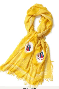 Best Kapital Rayon Dot Fringe Stole (MARIA Embroidery)