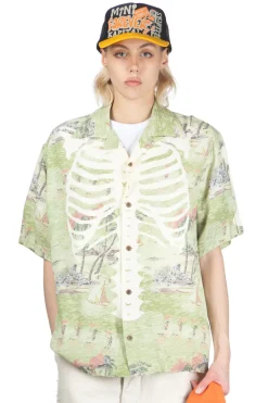 Clearance Kapital Rayon KAMEKAMEHA BONE Aloha Shirt - Khaki
