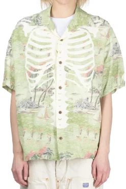 Clearance Kapital Rayon KAMEKAMEHA BONE Aloha Shirt - Khaki