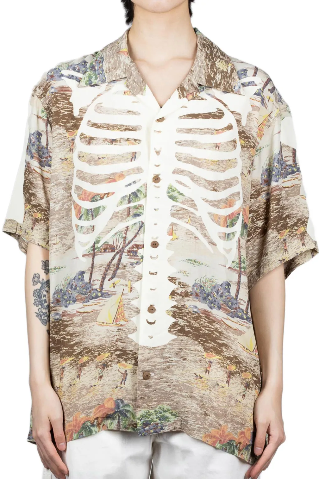 Outlet Kapital Rayon KAMEKAMEHA BONE Aloha Shirt - Brown