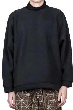 Outlet Kapital Reverse Fleece BIG Crew Sweater - Black
