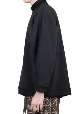 Outlet Kapital Reverse Fleece BIG Crew Sweater - Black