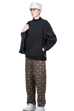 Outlet Kapital Reverse Fleece BIG Crew Sweater - Black