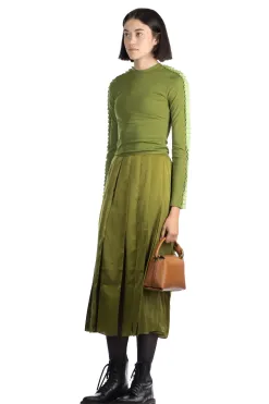 Outlet JW Anderson Ribbon Panel Midi Skirt - Bright Olive