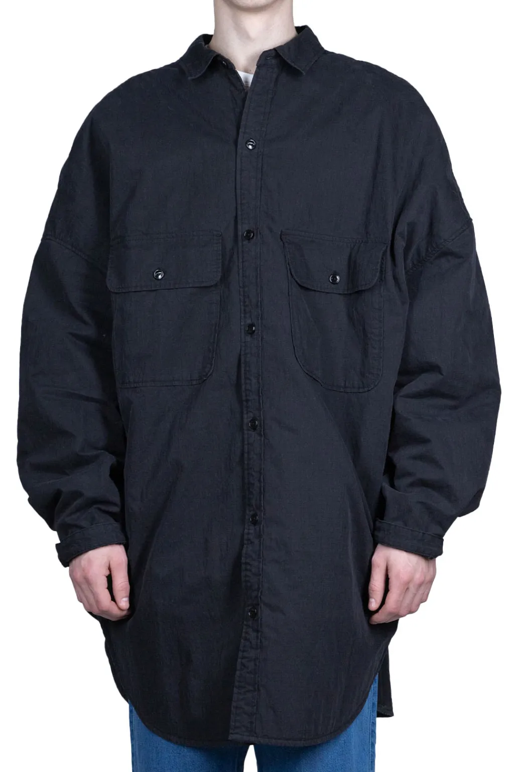 Discount Kapital Rip Stop Sloppy Shirt Coat - Black
