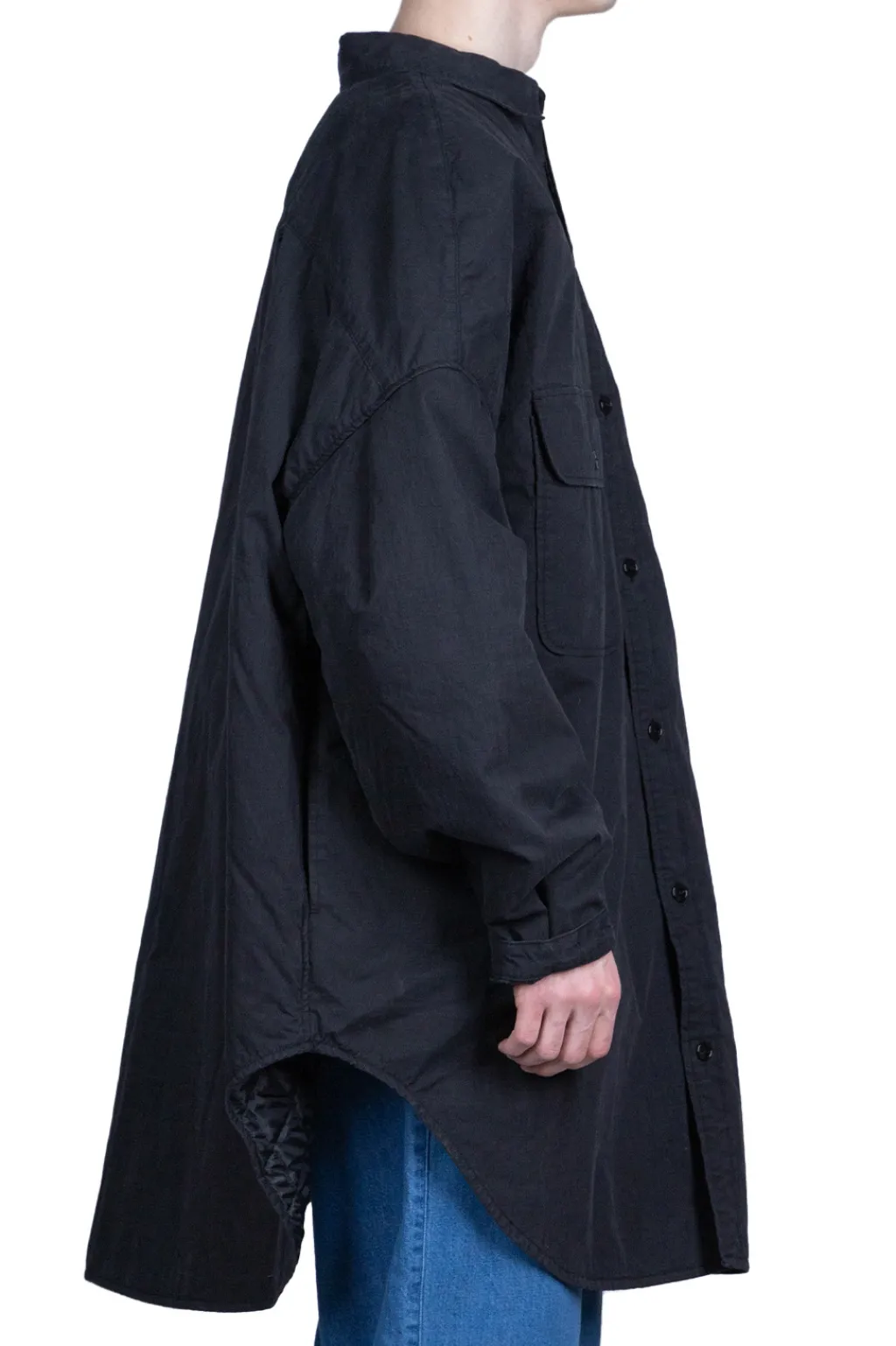 Discount Kapital Rip Stop Sloppy Shirt Coat - Black