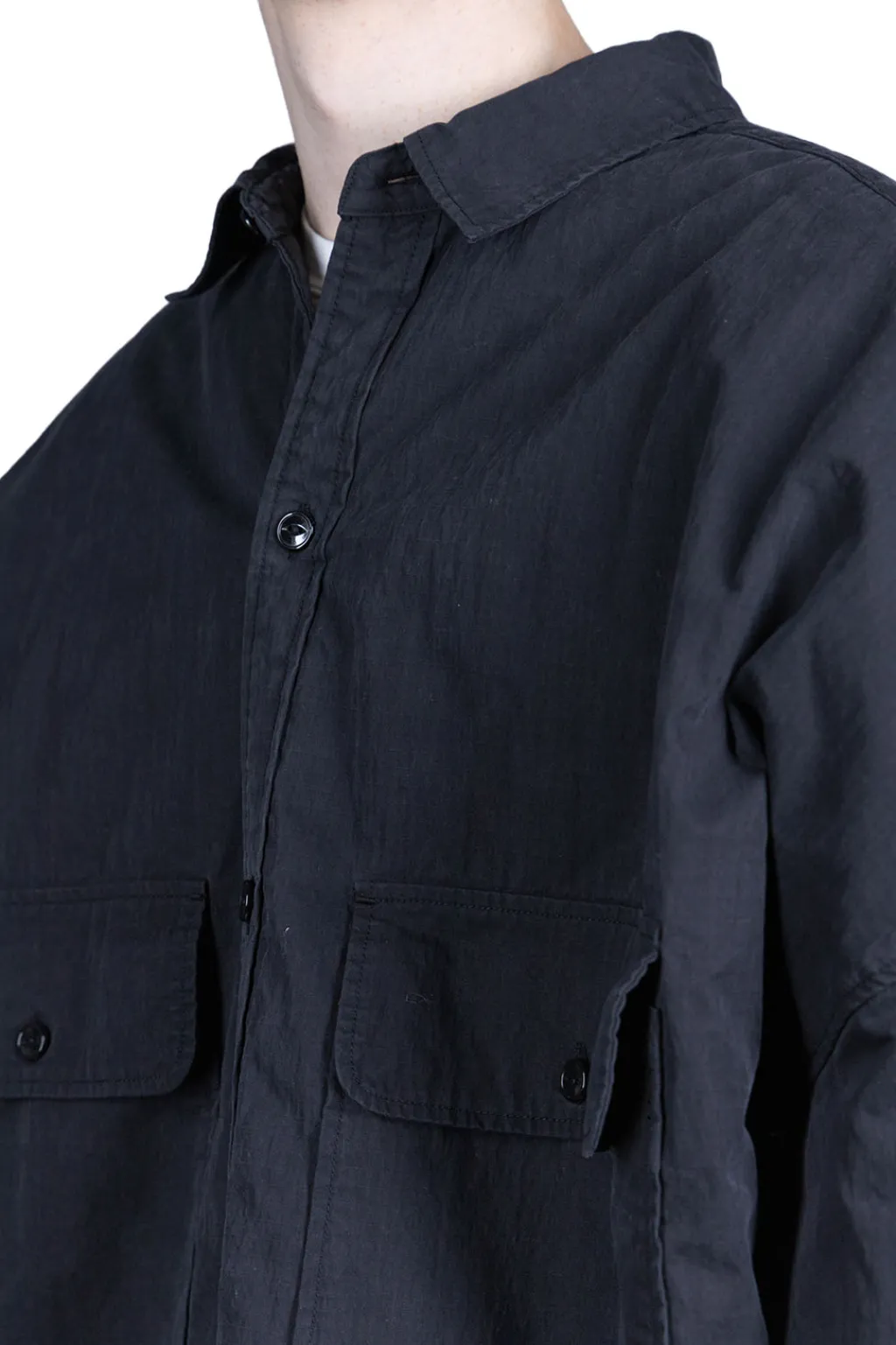 Discount Kapital Rip Stop Sloppy Shirt Coat - Black