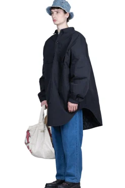 Discount Kapital Rip Stop Sloppy Shirt Coat - Black