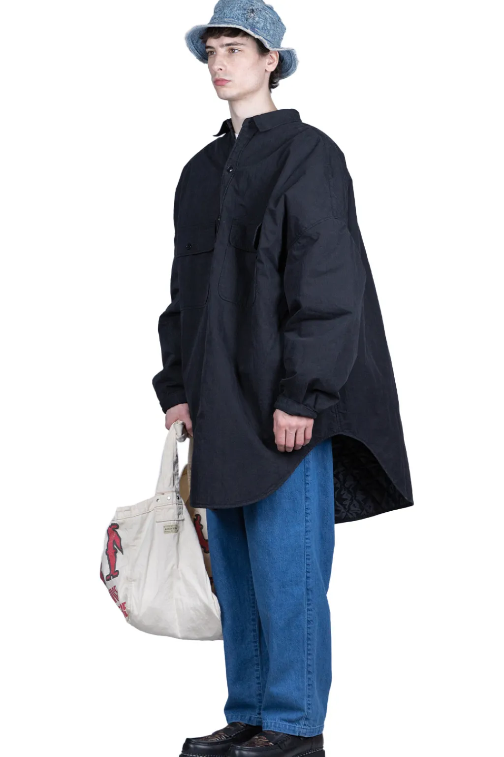 Discount Kapital Rip Stop Sloppy Shirt Coat - Black
