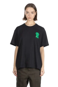 Best JW Anderson Rosette Patch Back Print T-Shirt - Black