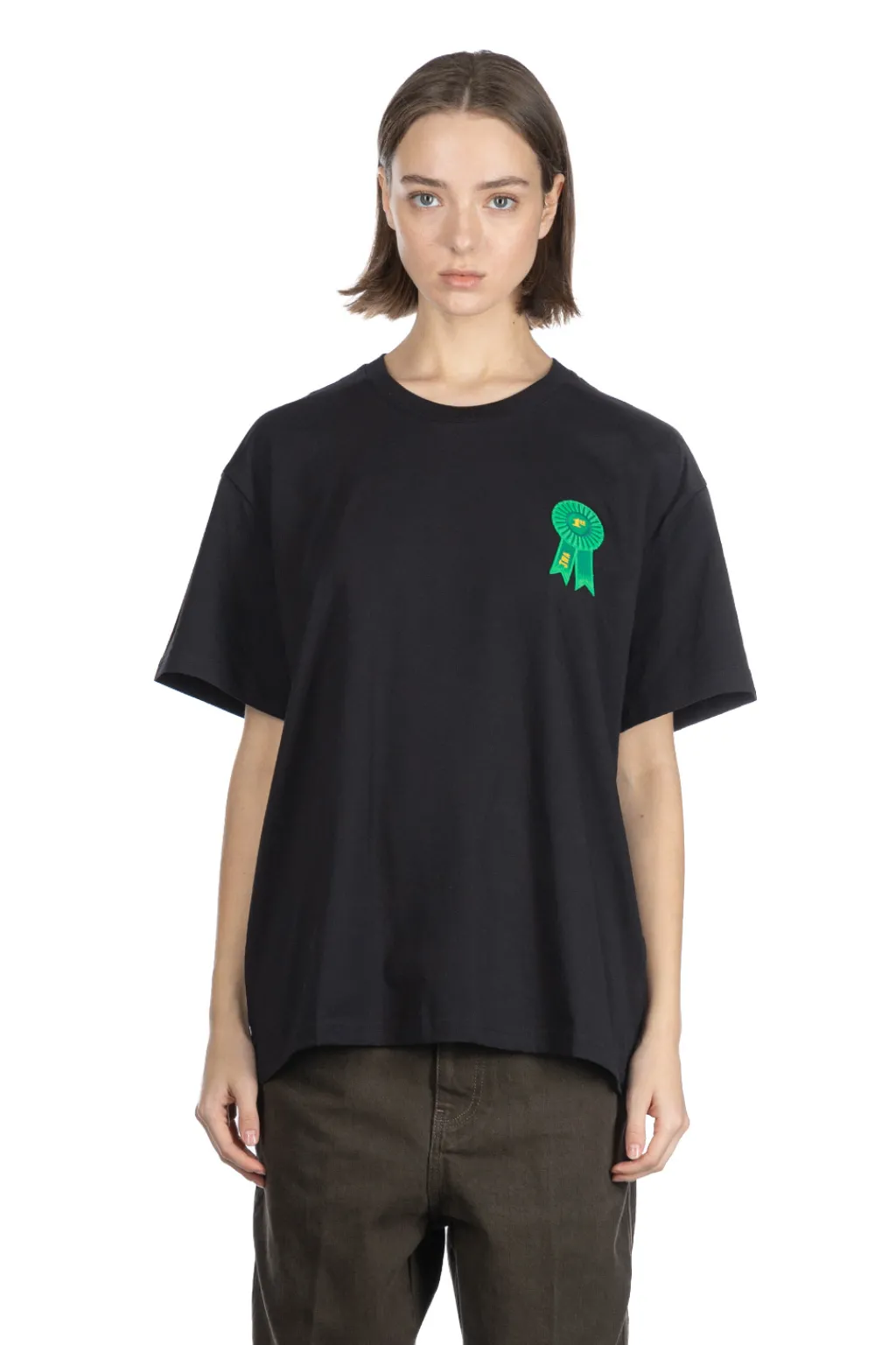 Best JW Anderson Rosette Patch Back Print T-Shirt - Black
