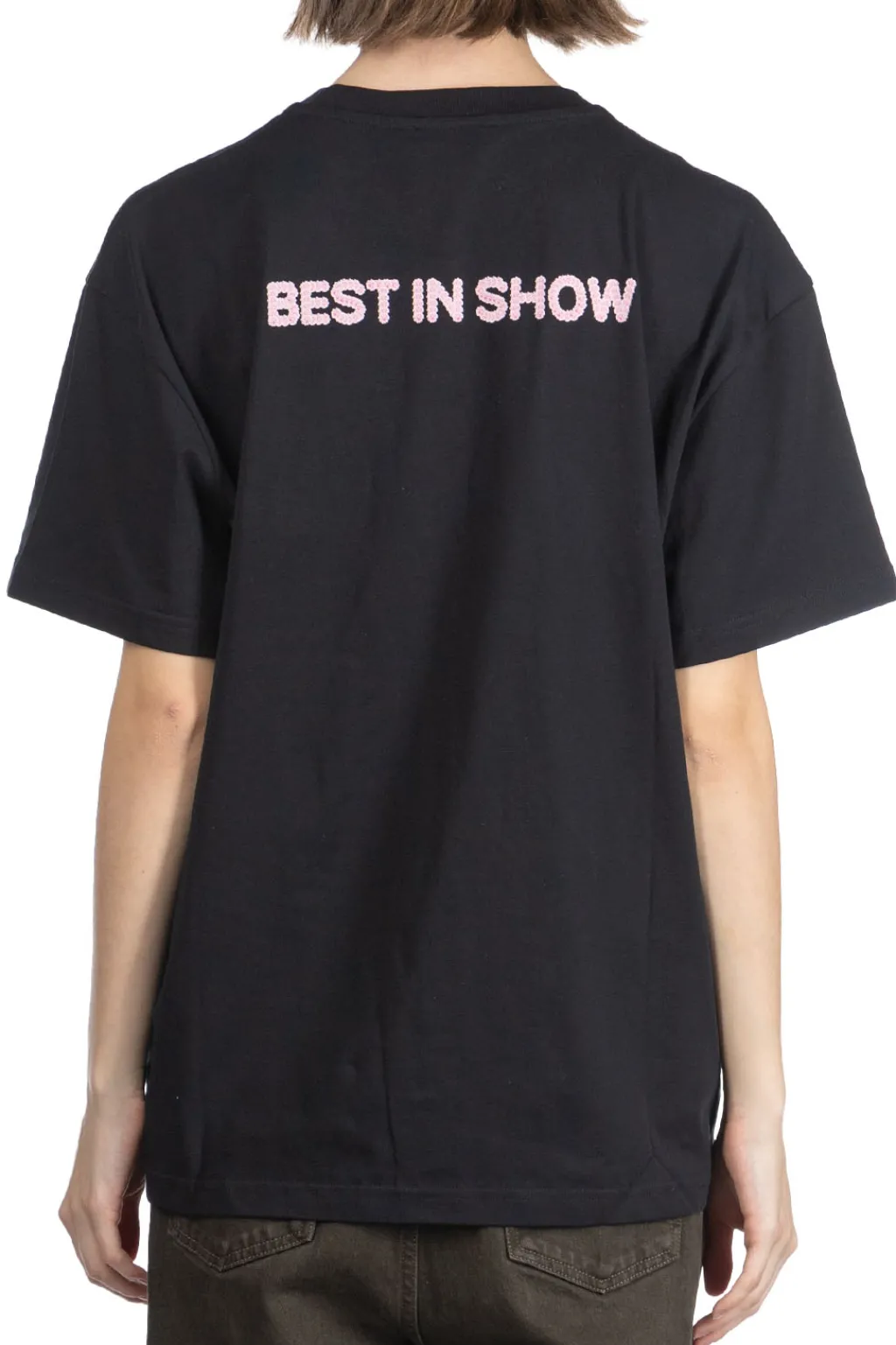 Best JW Anderson Rosette Patch Back Print T-Shirt - Black