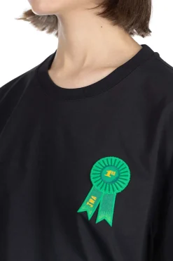Best JW Anderson Rosette Patch Back Print T-Shirt - Black