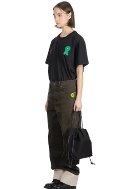 Best JW Anderson Rosette Patch Back Print T-Shirt - Black