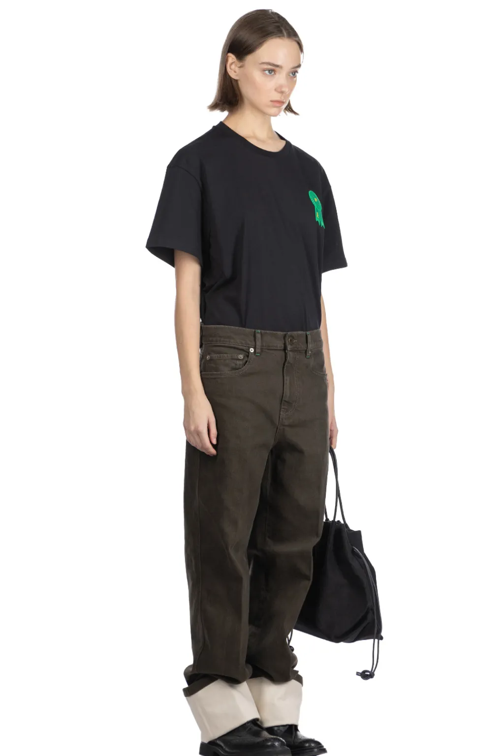 Best JW Anderson Rosette Patch Back Print T-Shirt - Black