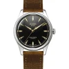 Sale KUOE Watch ROYAL SMITH 90-006 - Silver Case Black Dial Vintage Green Strap