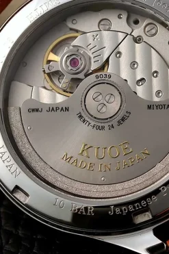 Sale KUOE Watch ROYAL SMITH 90-006 - Silver Case Black Dial Vintage Green Strap