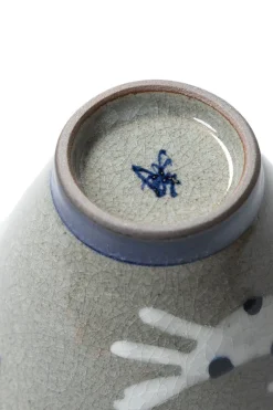 Hot Mino Pottery Running Dog Bowl - Blue
