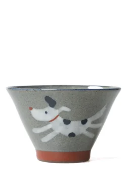 New Mino Pottery Running Dog Bowl - Red