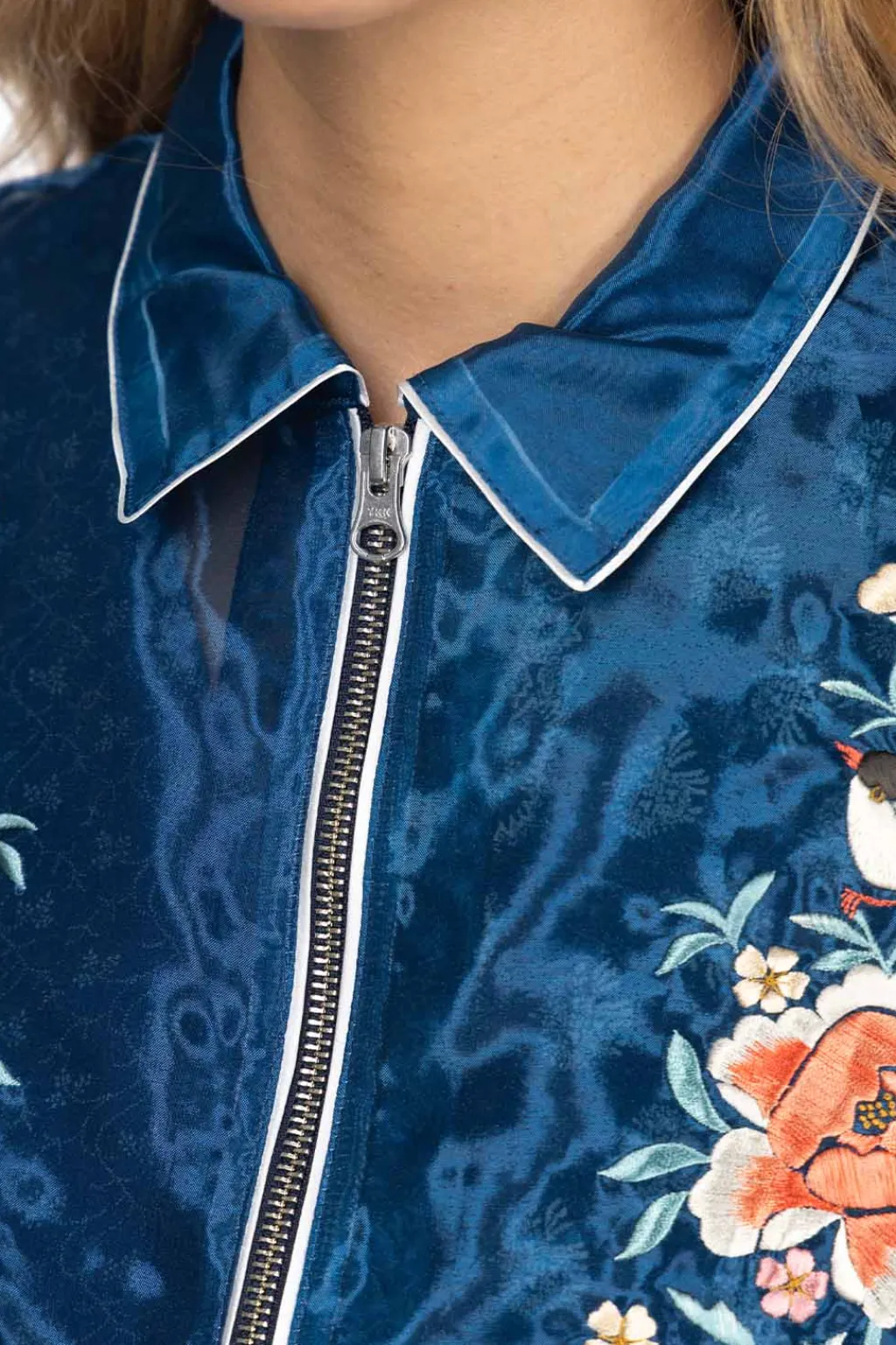 Outlet Kapital Sheer Pearl Drizzler JKT (MAGPIE) - Dark Blue