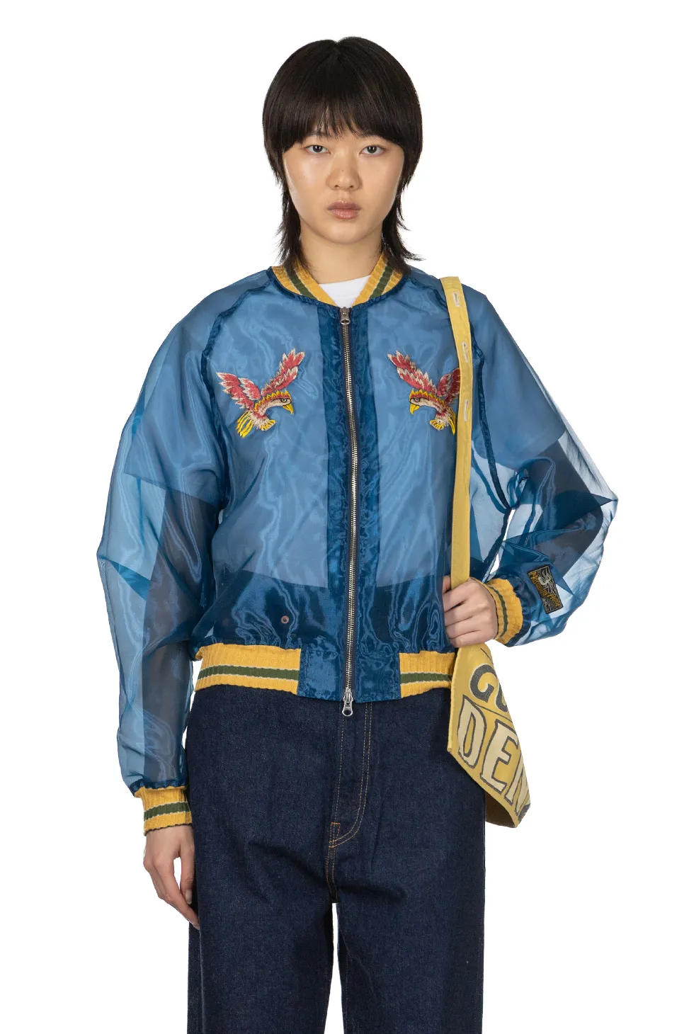Fashion Kapital Sheer Pearl Mosquito Guard Souvenir Jacket Taiwan - Dark Blue