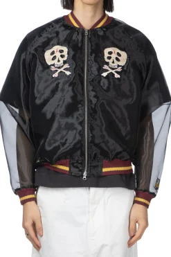 Sale Kapital Sheer Pearl Souvenir JKT (RAIN SKULL) - Black