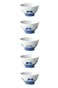 Fashion Mino Pottery SHICHITA Rice Bowl - Set of 5