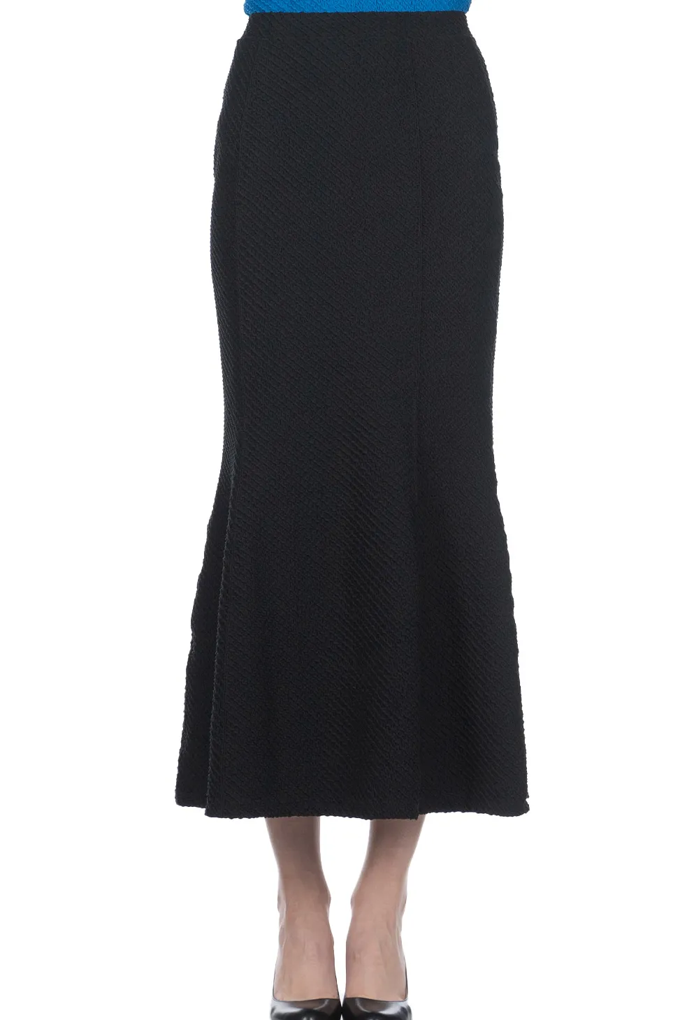 Fashion Mame Kurogouchi Shirring Jersey Jacquard Flare Skirt - Black