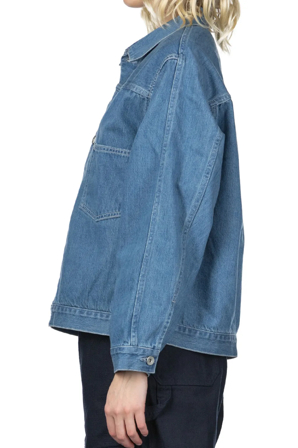 Hot Nanamica Short Denim Jacket - Light Indigo