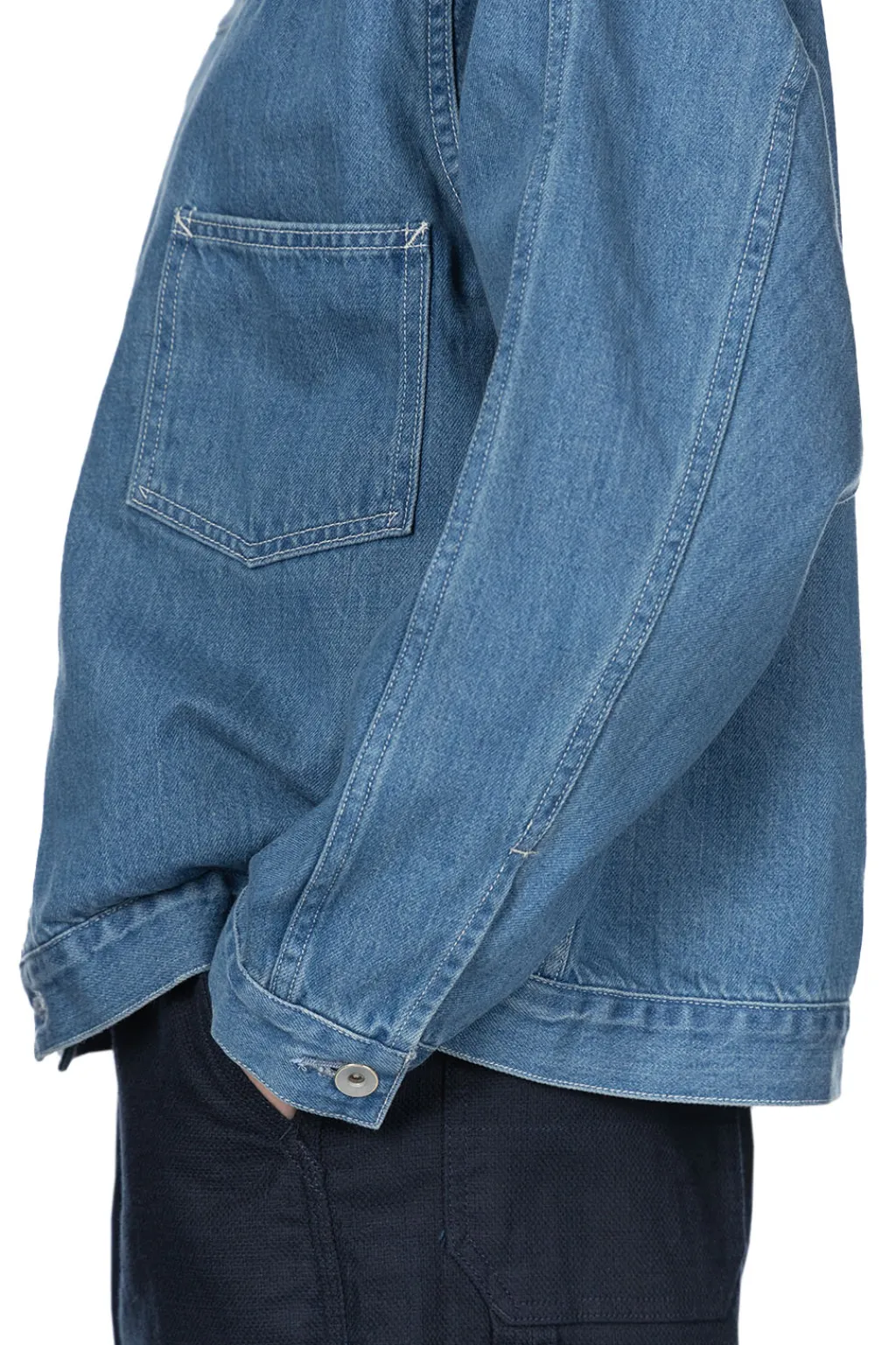 Hot Nanamica Short Denim Jacket - Light Indigo