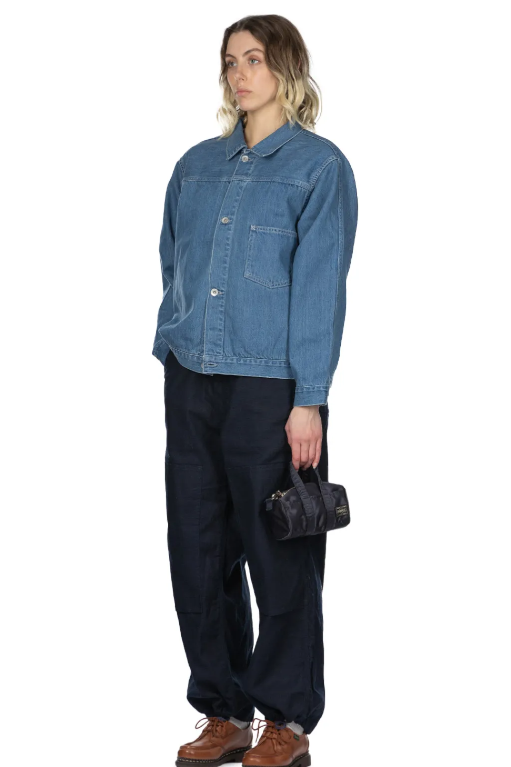 Hot Nanamica Short Denim Jacket - Light Indigo