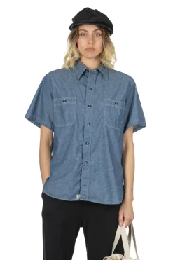 New OrSlow Short Sleeve Chambray Work Shirt