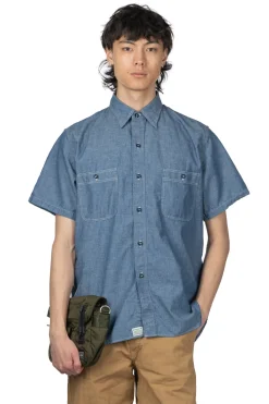 New OrSlow Short Sleeve Chambray Work Shirt
