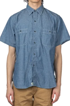 New OrSlow Short Sleeve Chambray Work Shirt