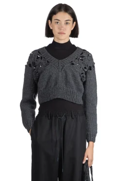 Discount MUL PLA Shoulder Motif Sweater - Grey