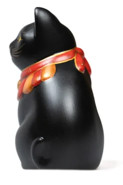 Hot Fukumaneki Side Sitting Lucky Cat 12cm Right Hand - Black