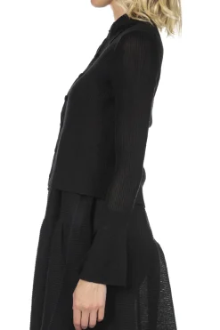 Sale CFCL Silk Cropped Shirt Cardigan - Black