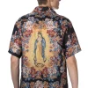 New Kapital Silk Rayon CHAMPETRE MARIA WRANGLE Collar Aloha Shirt - Black