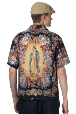 New Kapital Silk Rayon CHAMPETRE MARIA WRANGLE Collar Aloha Shirt - Black